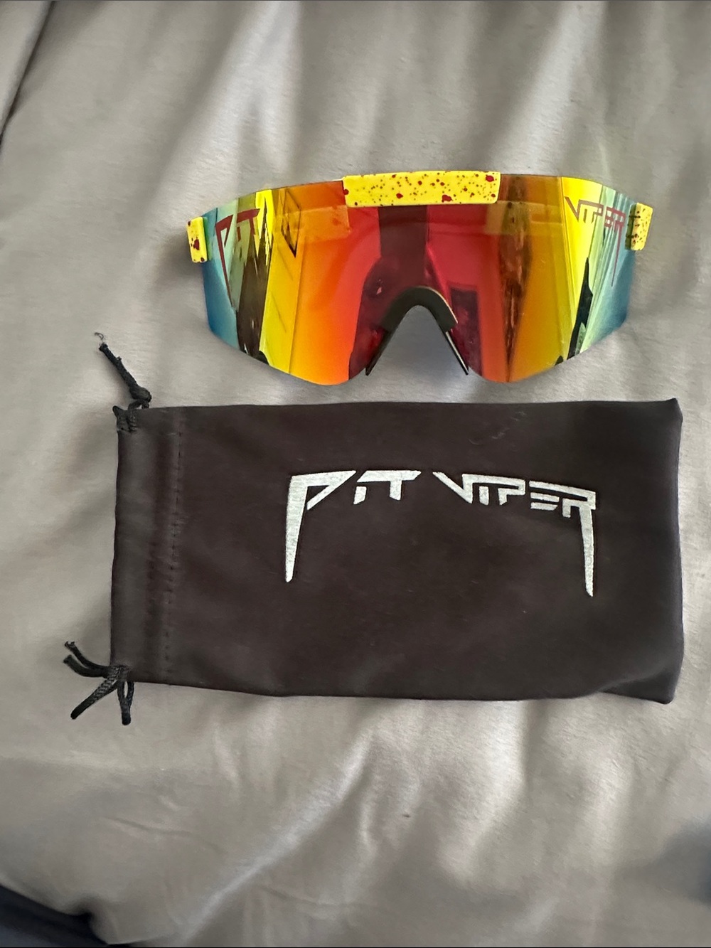 Pit Viper Shield Sunglasses with Red/Yellow/Blue Mirrored Lens